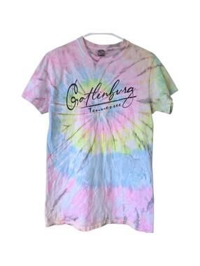 Gatlinburg Tennessee Shirt Small Tie Dye Pastel Souvenir Graphic Retro Style Tee